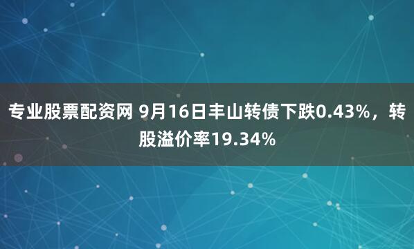 专业股票配资网 9月16日丰山转债下跌0.43%，转股溢价率19.34%